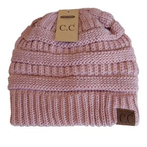 C.C Beanie Hat Womens Cable Knit Hat Pink Warm Lined New Hat Warm Winter